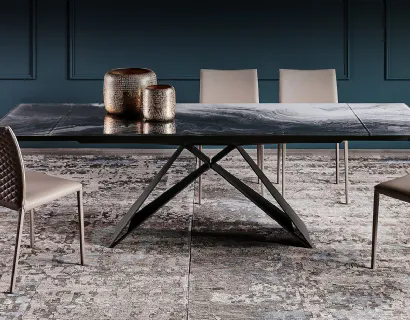 Tavolo allungabile in cristallo stampato Premier Crystalart Drive di Cattelan Italia