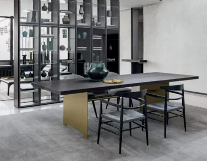 Tavolo rettangolare Diadro in essenza e acciaio di Presotto