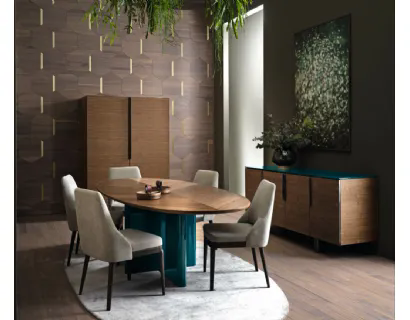 Tavolo Principe Ovale con top in Noce americano e base laccata di Arte Brotto