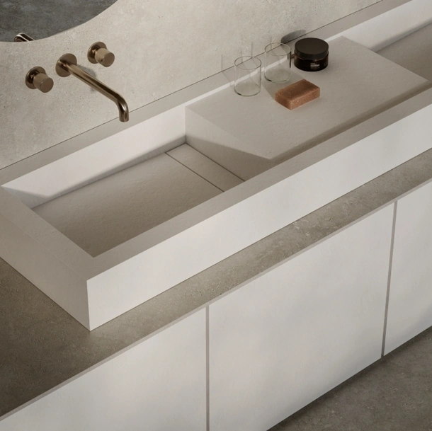 Top Cucina Concrete Look Ivory in gres porcellanato di Marazzi