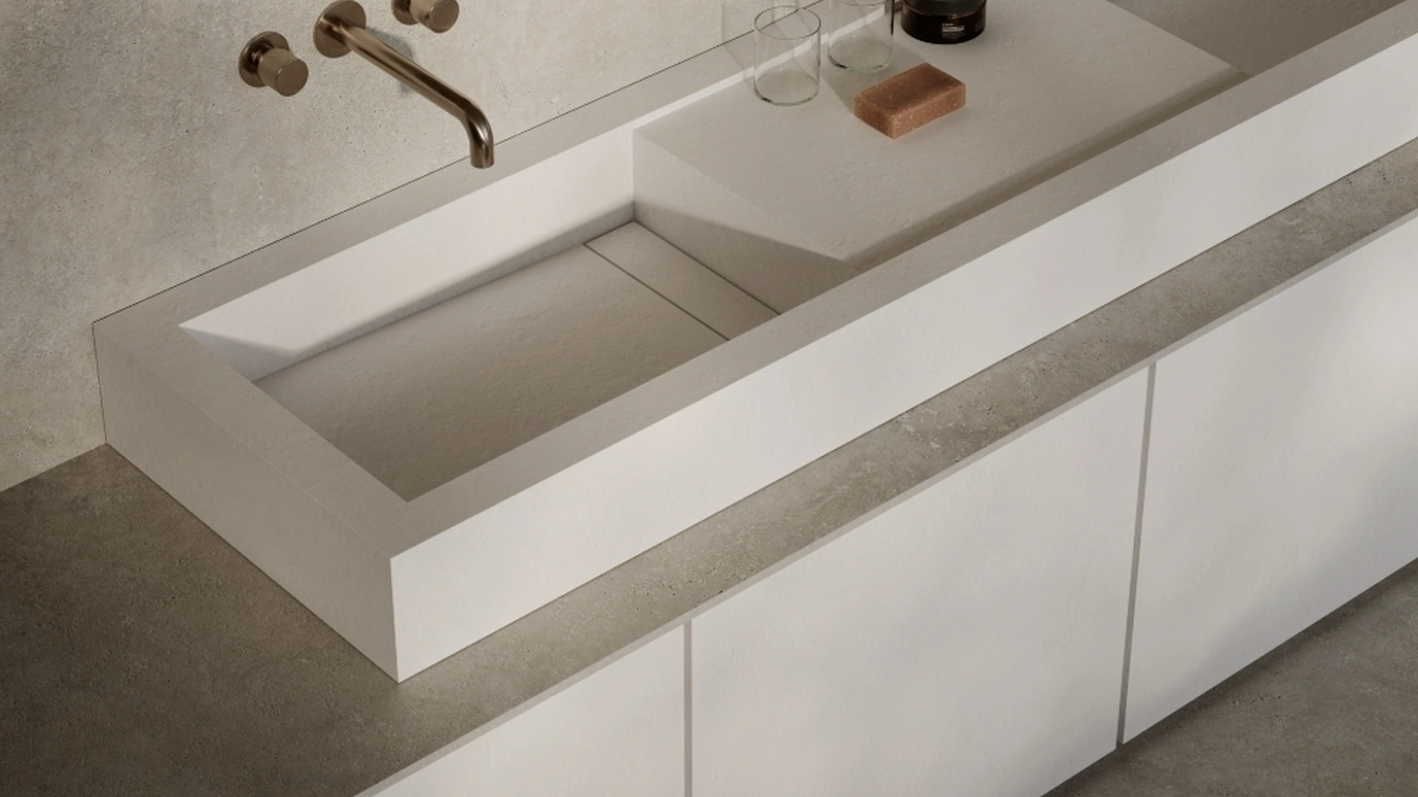 Top Cucina Concrete Look Ivory in gres porcellanato di Marazzi
