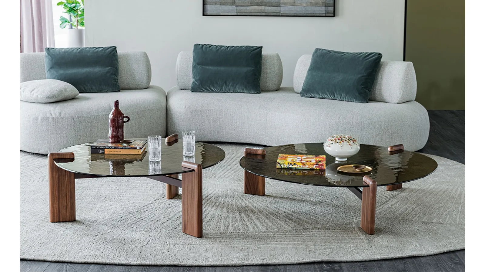 Tavolino Lagoon in vetro e legno di Cattelan Italia
