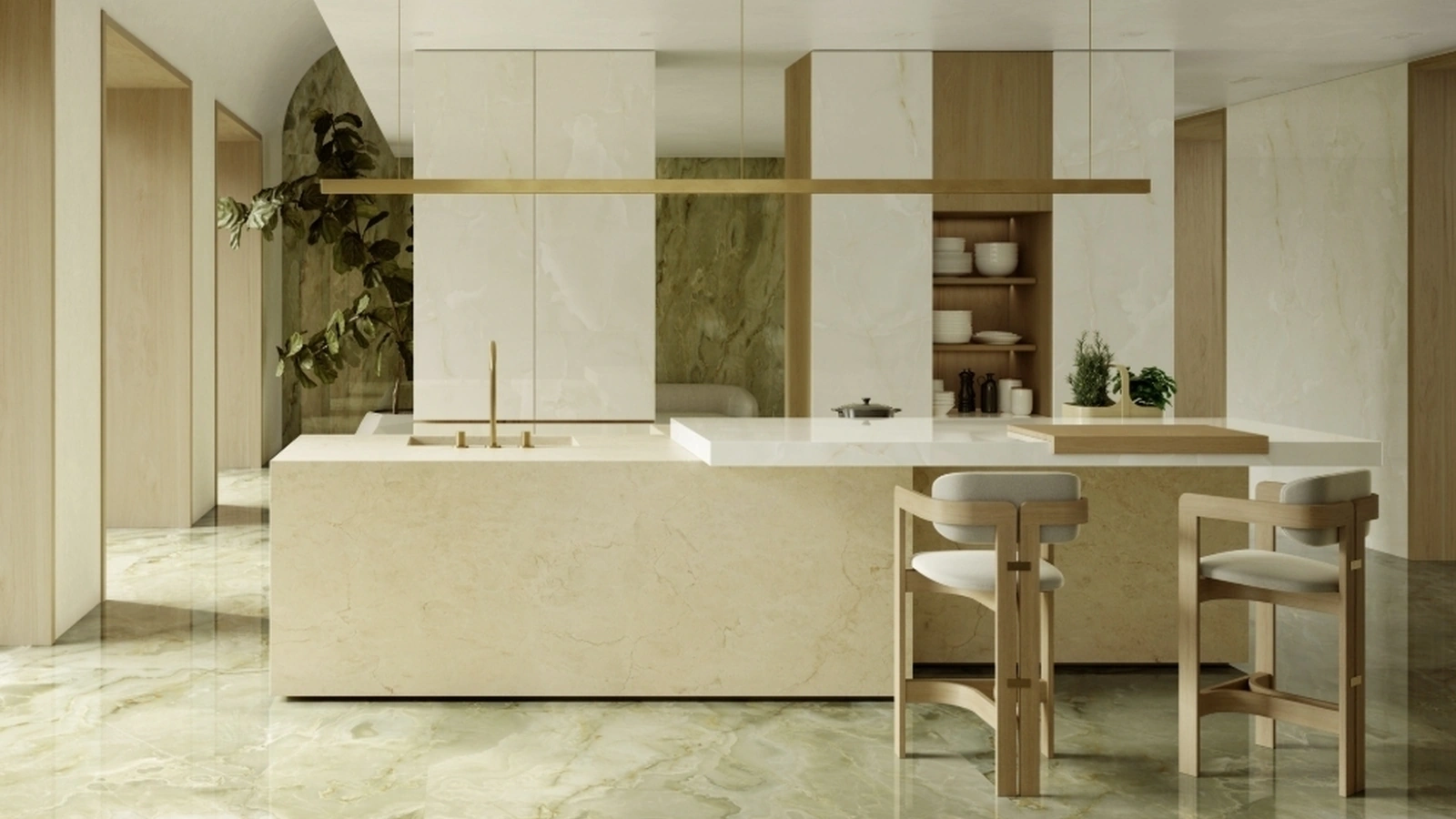 Top Cucina Marble Look Onice Avorio di Marazzi