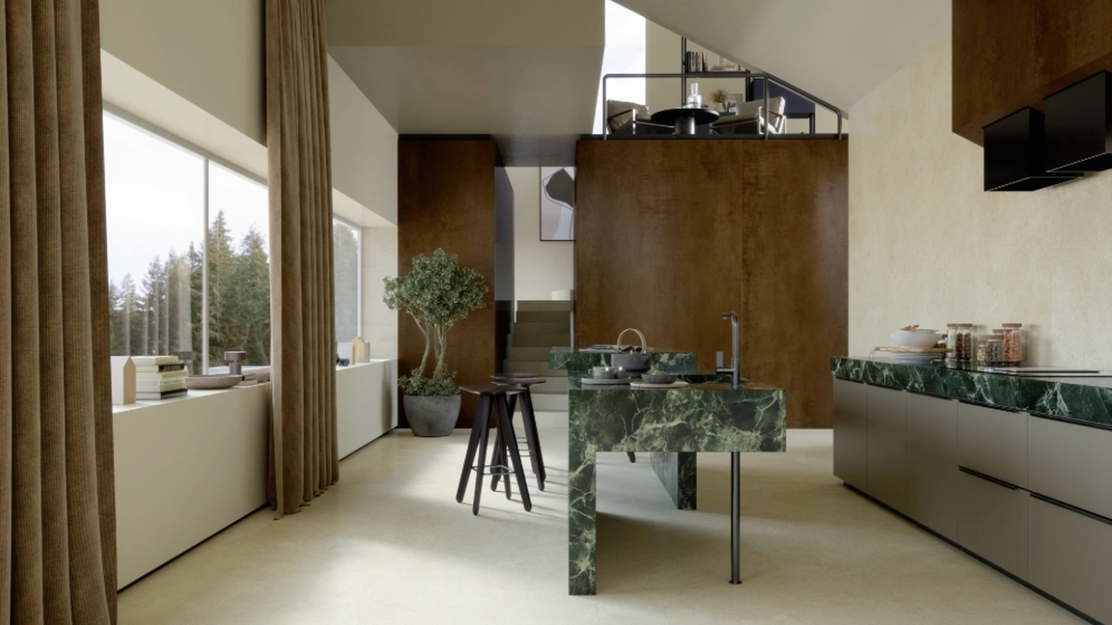 Top Cucina Marble Look Verde Aver di Marazzi
