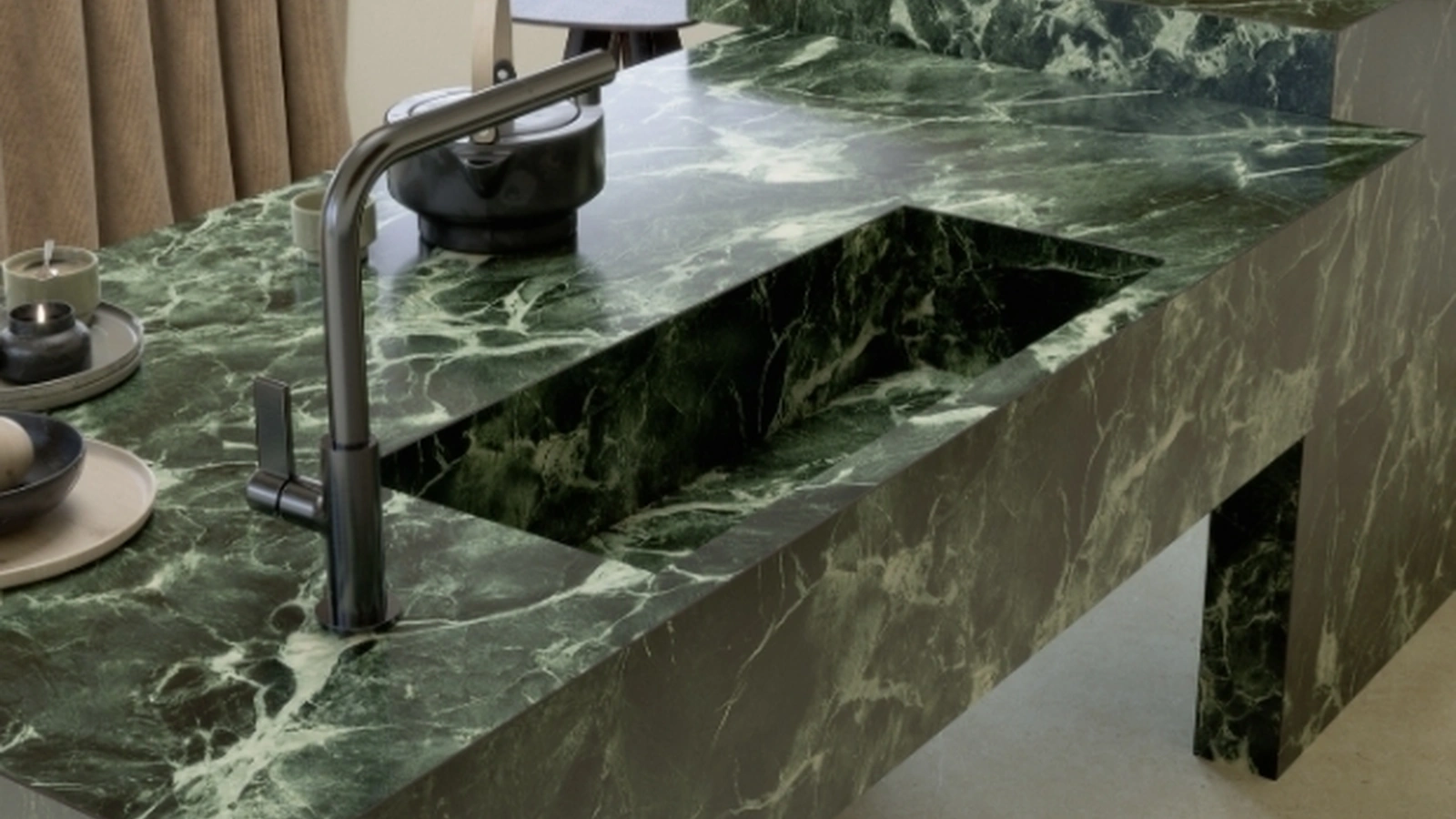 Top Cucina Marble Look Verde Aver di Marazzi