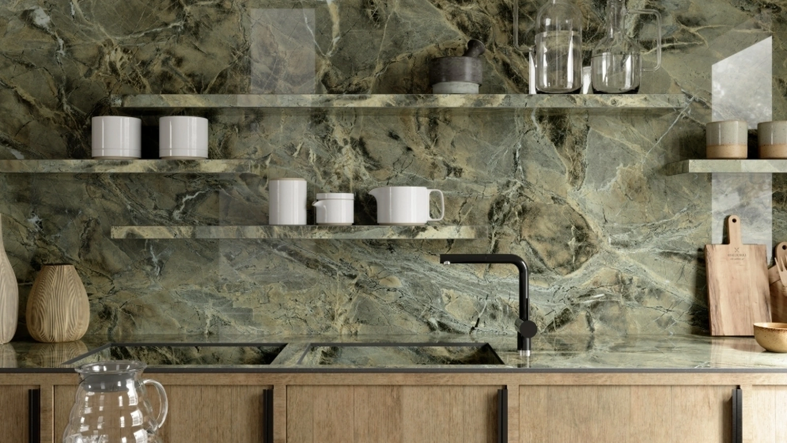 Top Cucina Marble Look Verde Borgogna di Marazzi