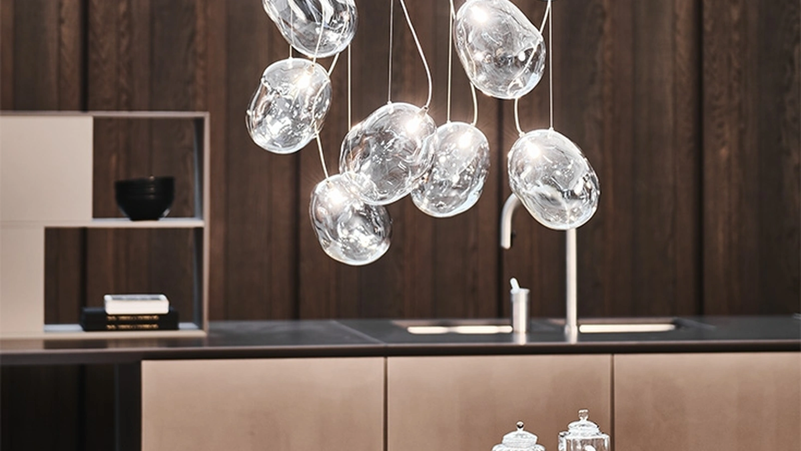 Lampada a sospensione in vetro Cloudine di Cattelan Italia