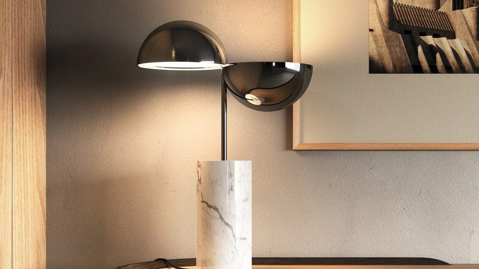 Lampada da tavolo in metallo con base in marmo Elisabeth di Pentalight