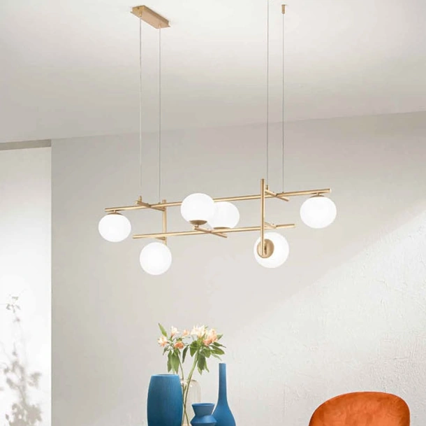Lampada a sospensione in metallo e vetro Jewel di Ondaluce