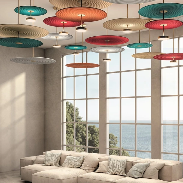 Lampada fonoassorbente a sospensione Feel di Pentalight