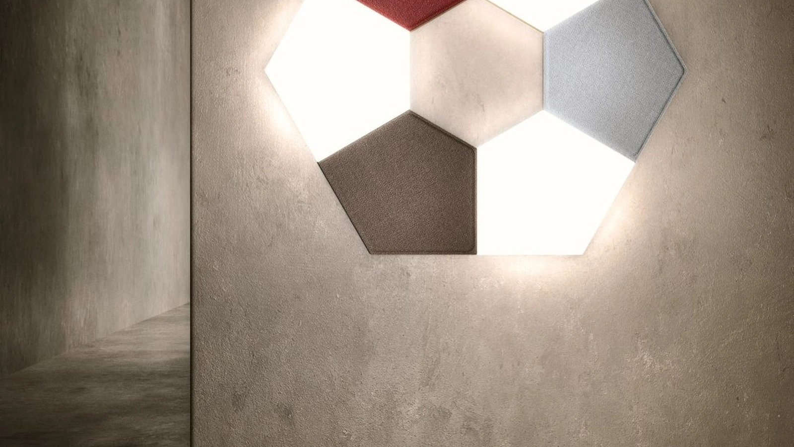 Lampada da parete in tessuto fonoassorbente Tile Applique di Pentalight