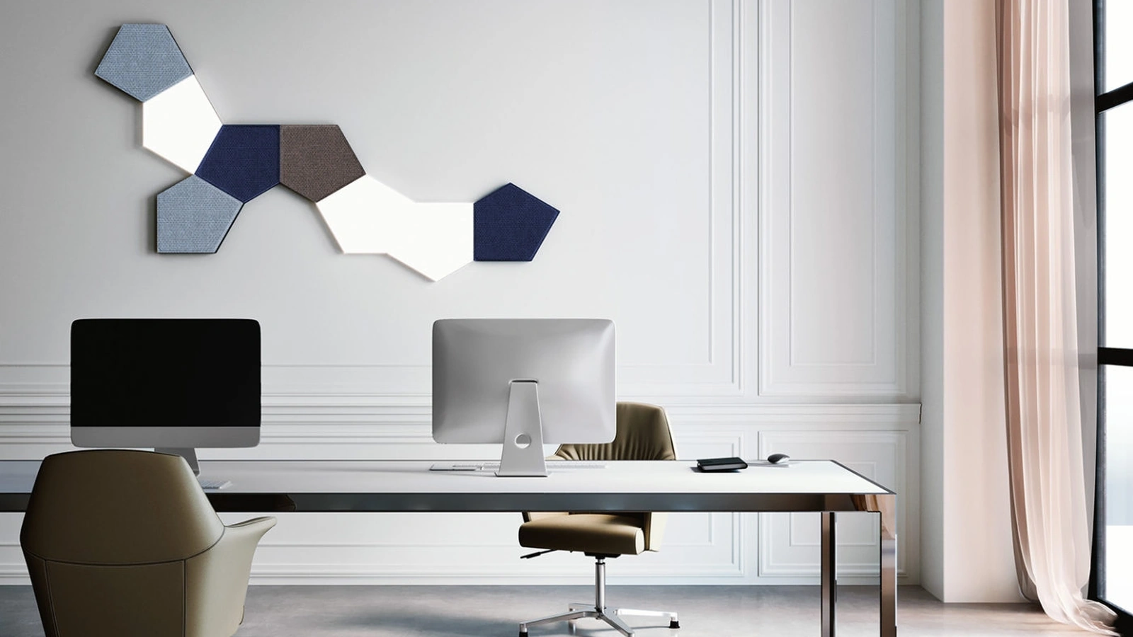Lampada da parete in tessuto fonoassorbente Tile Applique di Pentalight