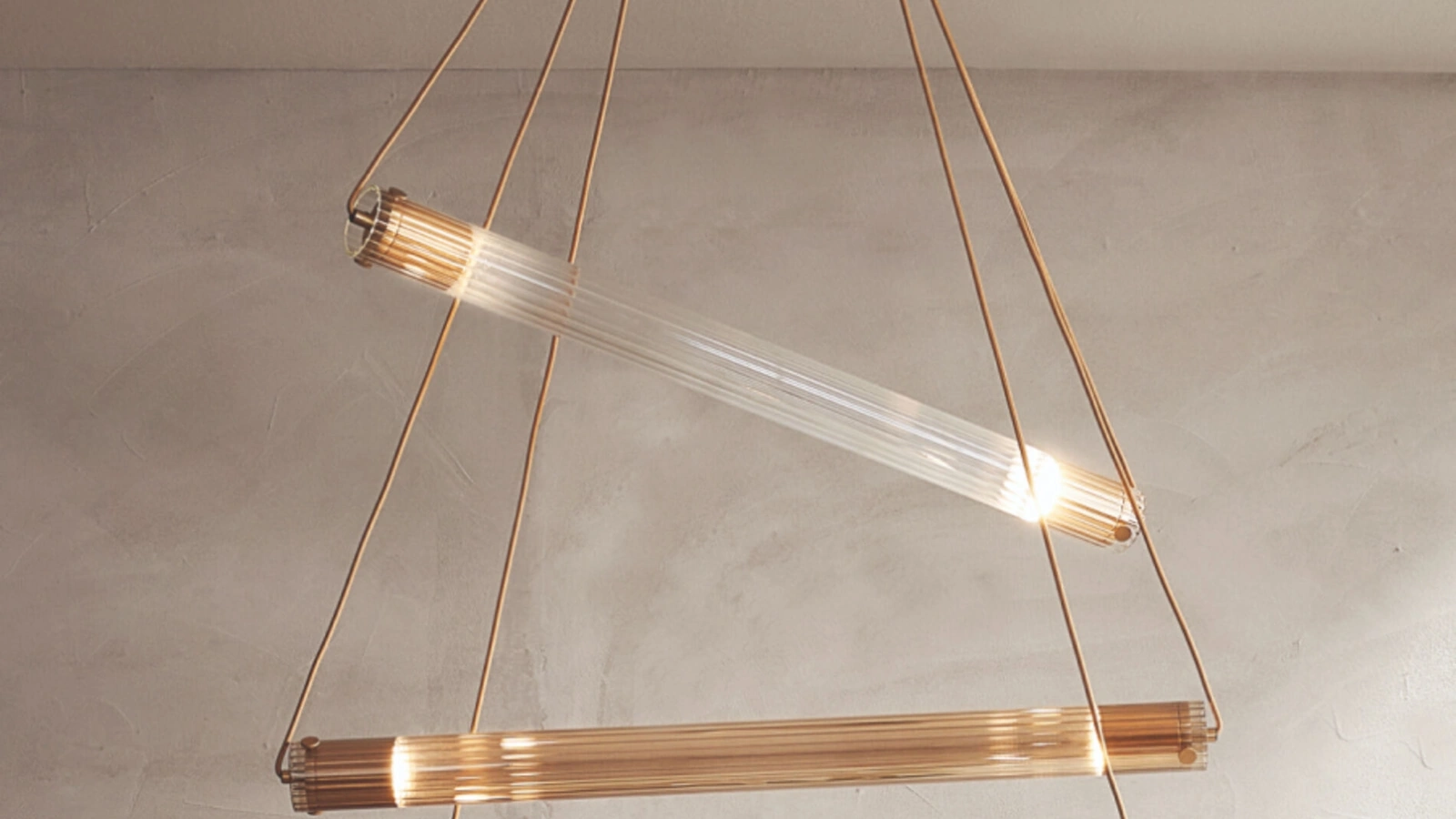 Lampada a sospensione in vetro pyrex cannettato Tube di Riflessi