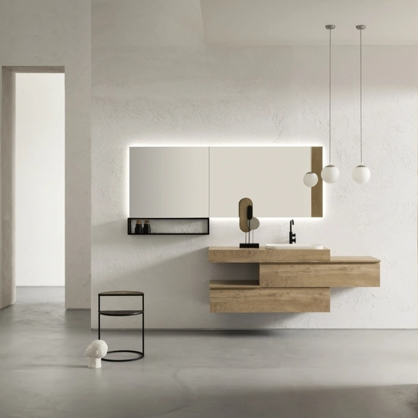 Mobile bagno sospeso in nobilitato effetto legno B-GO BG007 di Compab