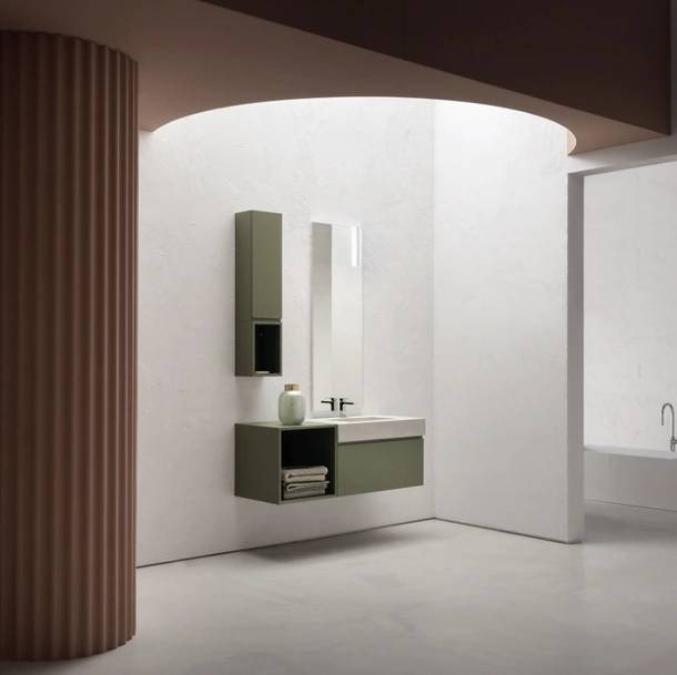 Mobile da Bagno in laccato opaco con vasca integrata in gres B-GO BG014 Compab