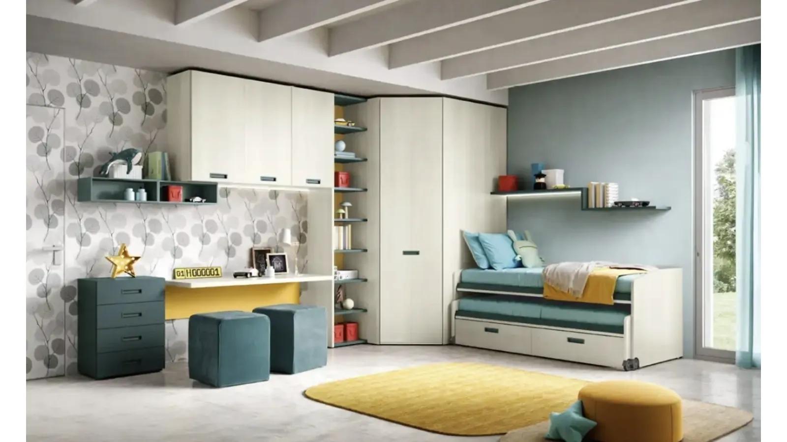 Cameretta con letti scorrevoli K105 Moretti Compact Camerette