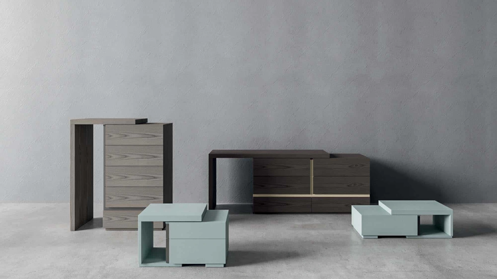Gruppo Notte Flos in laccato e legno di Veneran