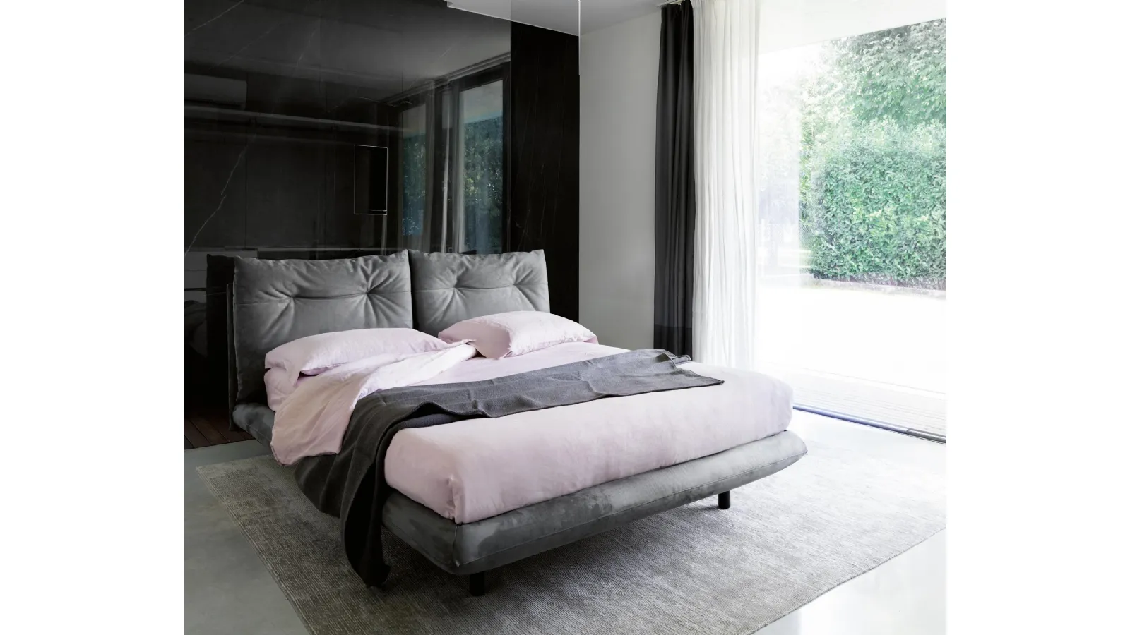 Letto Again in ecopelle nabuk di Noctis