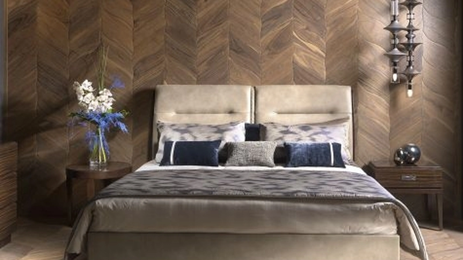Letto con testiera in pelle imbottita Segreti S992 di Arte Brotto