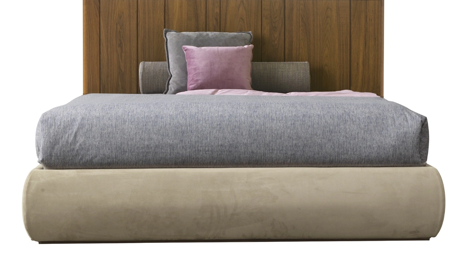 Letto Domino con testiera in legno e box contenitore di Modesign