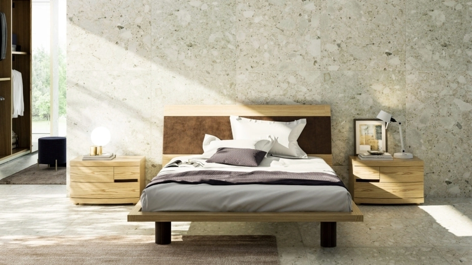 Letto in legno con testiera Lekurve di Fazzini