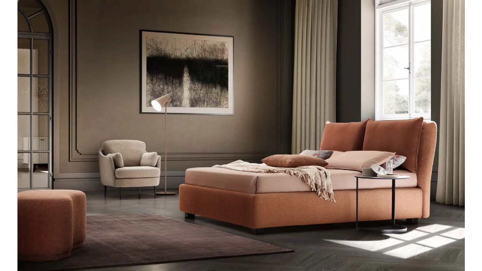 Letto in tessuto imbottito Fris di Le Comfort