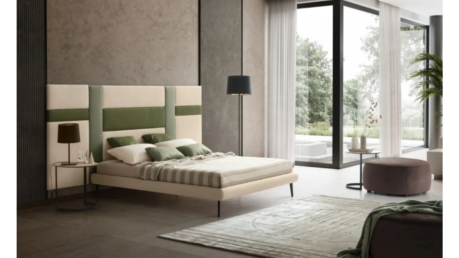 Letto in tessuto con testiera Ground di Le Comfort
