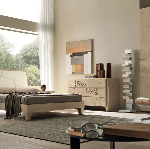 Letto con testiera in pelle Mondrian di Modo 10