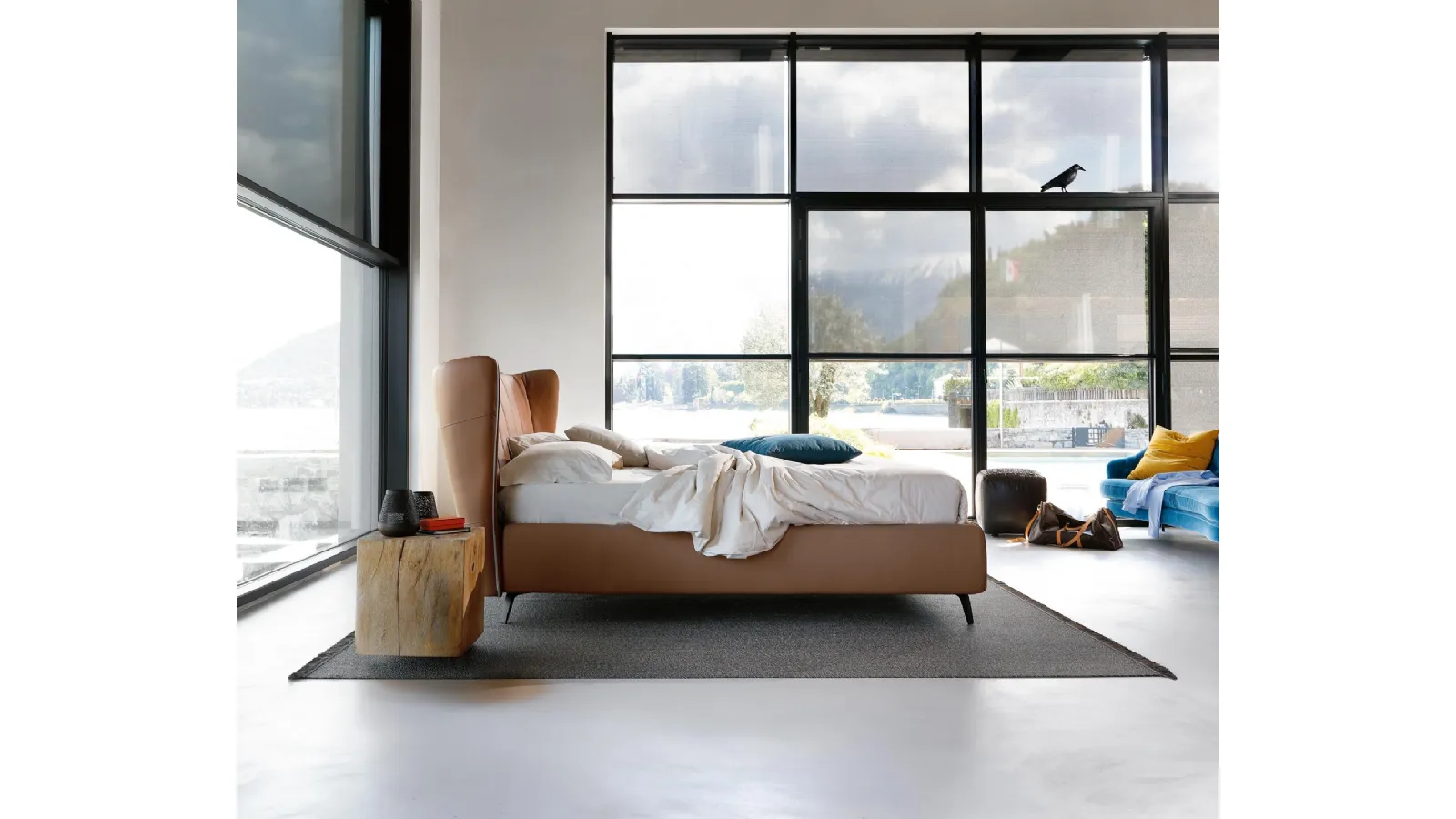 Letto in ecopelle con testiera curva Leonte di Noctis
