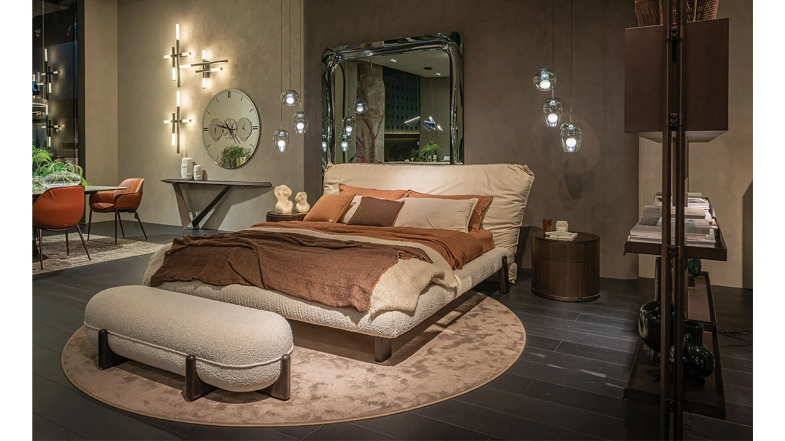 Letto di design Pascal in pelle e tessuto di Cattelan Italia