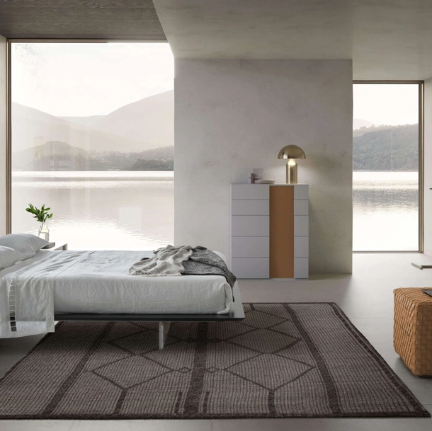 Letto con testiera Plana in legno laccato opaco di Presotto