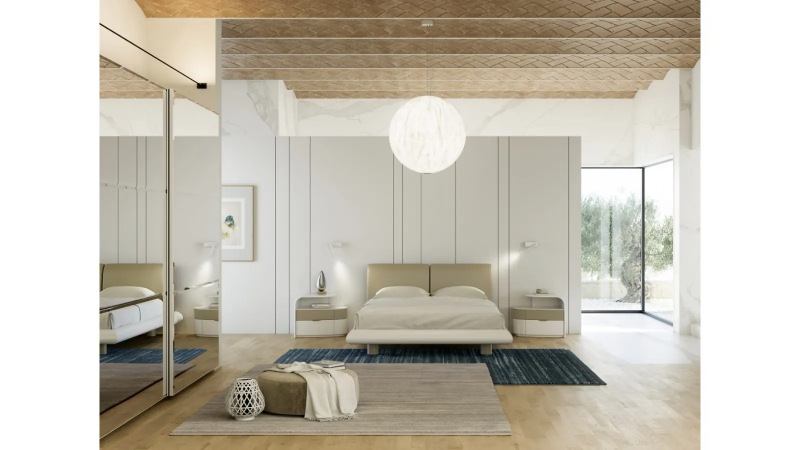 Letto con testiera imbottita Ricordo di Fazzini