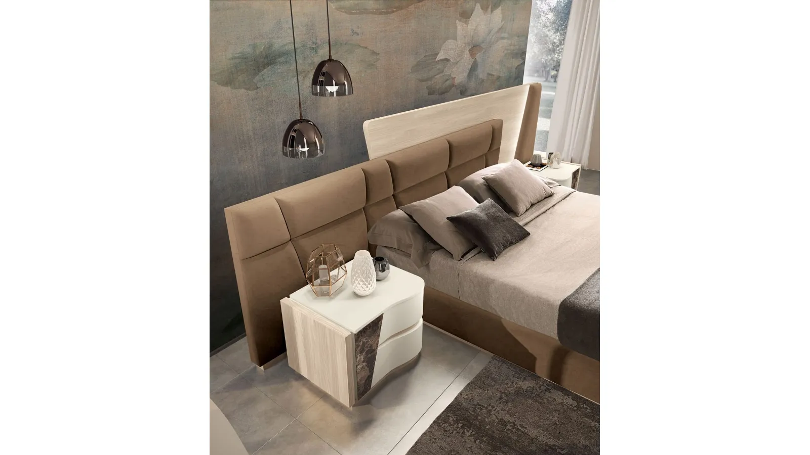 Letto imbottito System di Adriatica