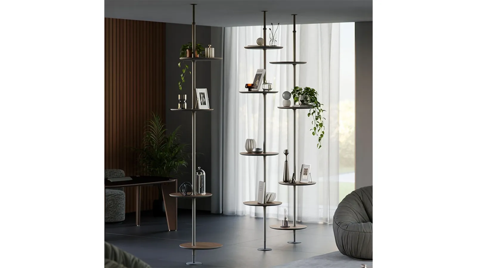 Libreria freestanding Address in acciaio e legno di Cattelan Italia