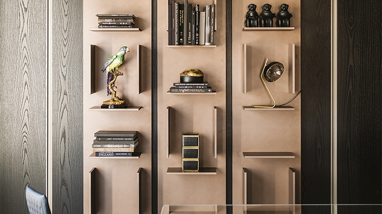 Libreria componibile a muro in legno laccato bianco Fifty di Cattelan Italia
