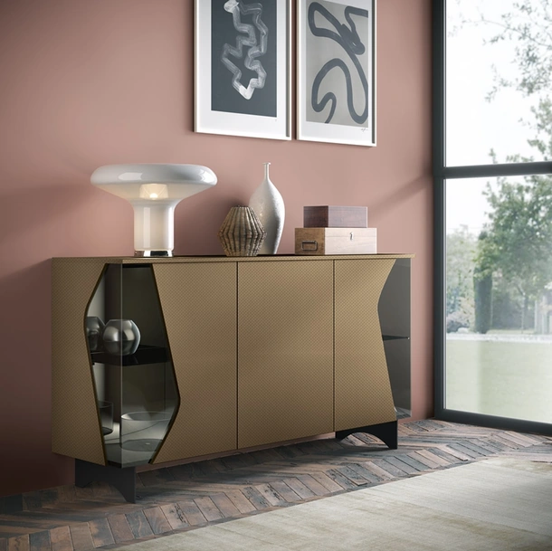 Madia Composizione G320M 01 in materico decor con inserti in vetro di Corso 11