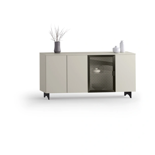 Madia Composizione G327M in laccato opaco con vetro decorato di Corso 11