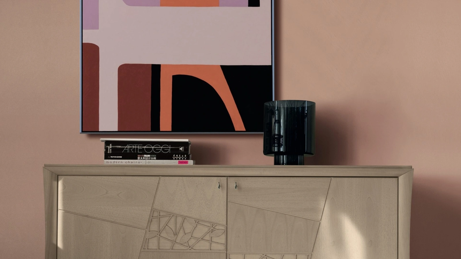 Madia a due ante con intaglio decorativo in finitura frassino Decor di Modo 10