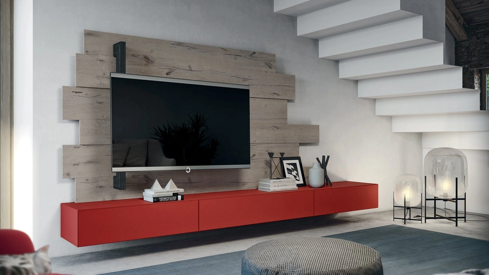 Mobile Porta TV Rack Flag in laccato opaco e legno di Fimar