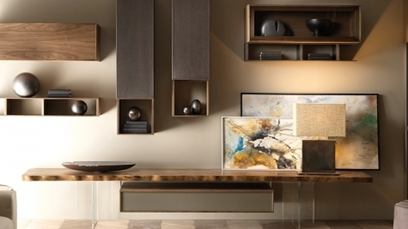 Parete Attrezzata in legno massello Geo di Arte Brotto