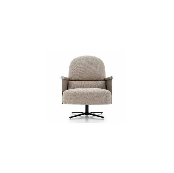 Poltroncina in tessuto con braccioli in cuoio Beyl di Ditre Italia