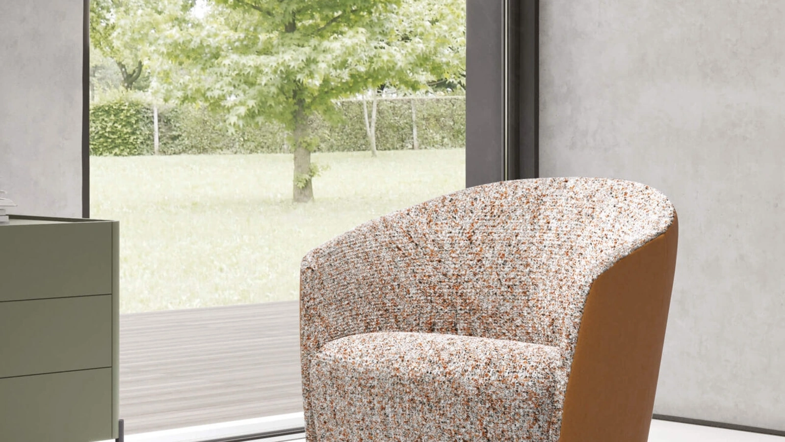 Poltroncina Fuller in tessuto e pelle di Presotto