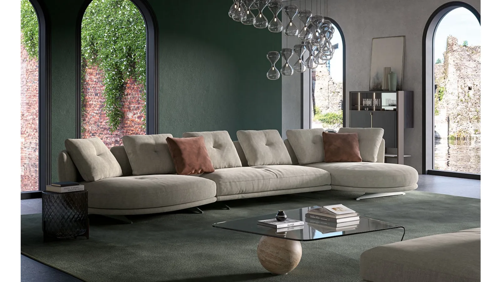 Divano con penisola Douglas di Cattelan Italia