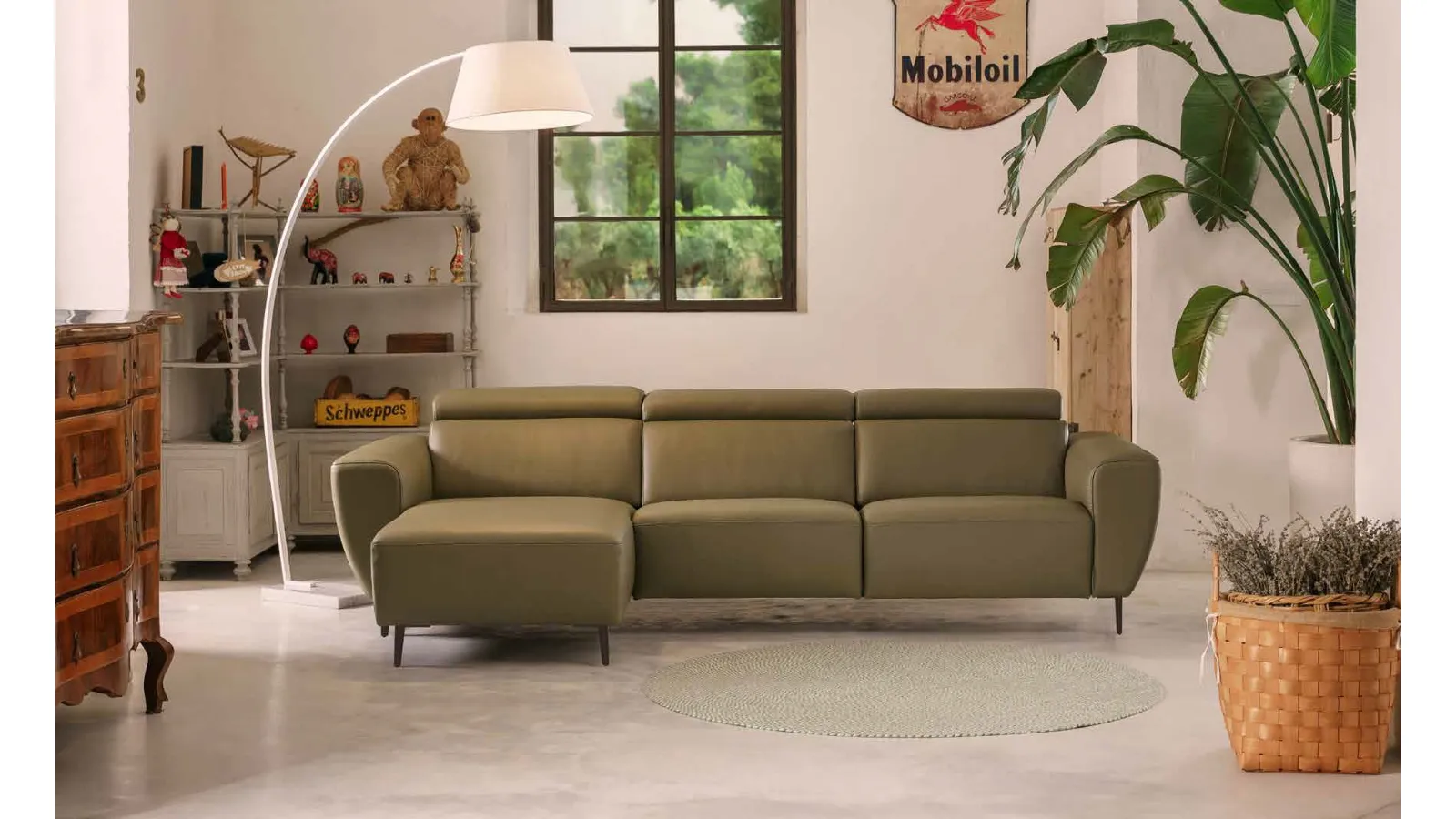 Divano relax Loft in pelle con penisola di Nicoletti Home