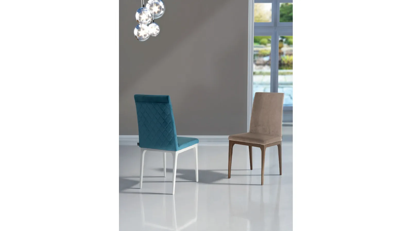 Sedia Andy in velluto con trapuntatura a rombi di Abitare Interior
