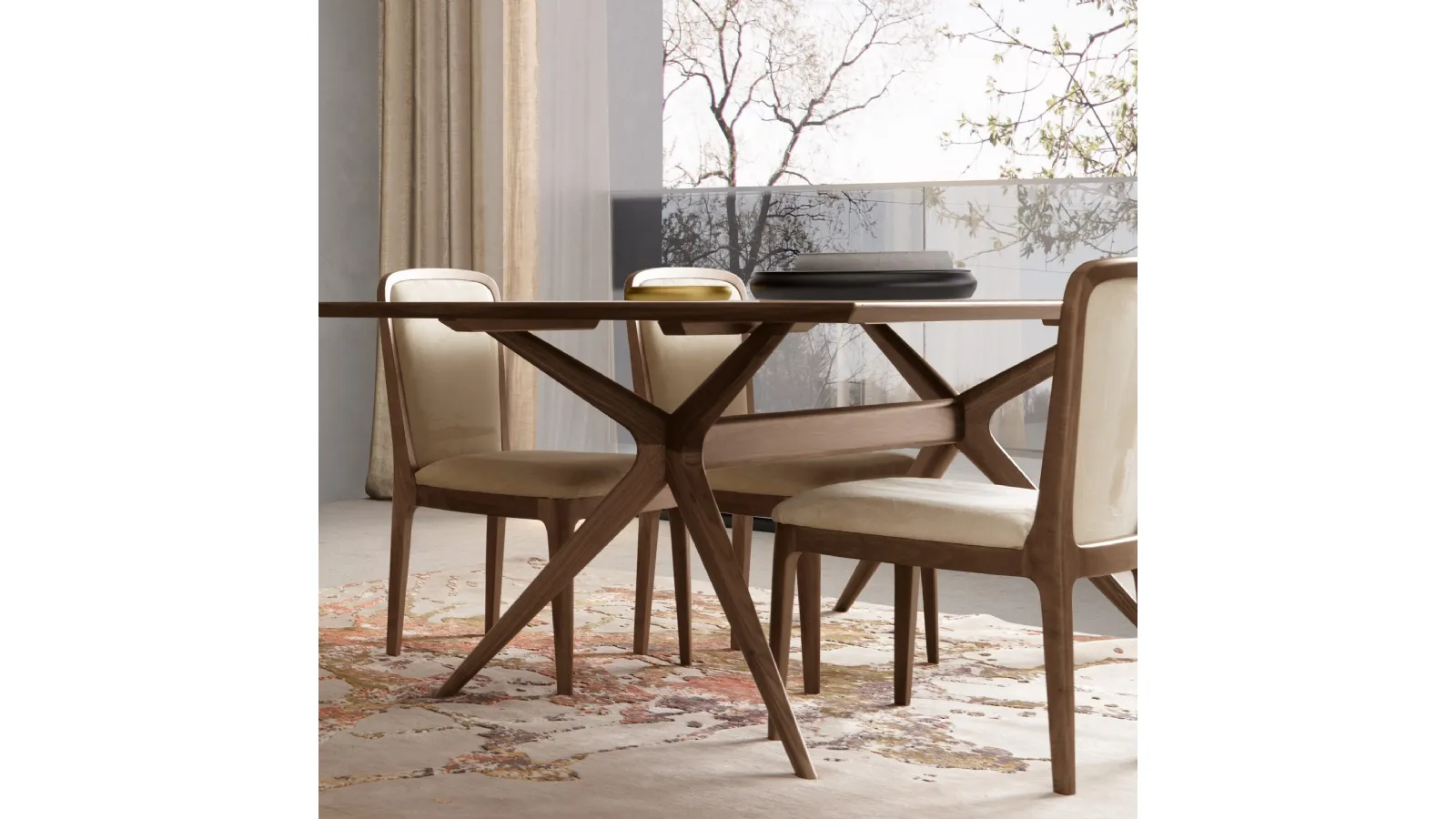 Sedia in velluto imbottito e legno Domino di Modesign