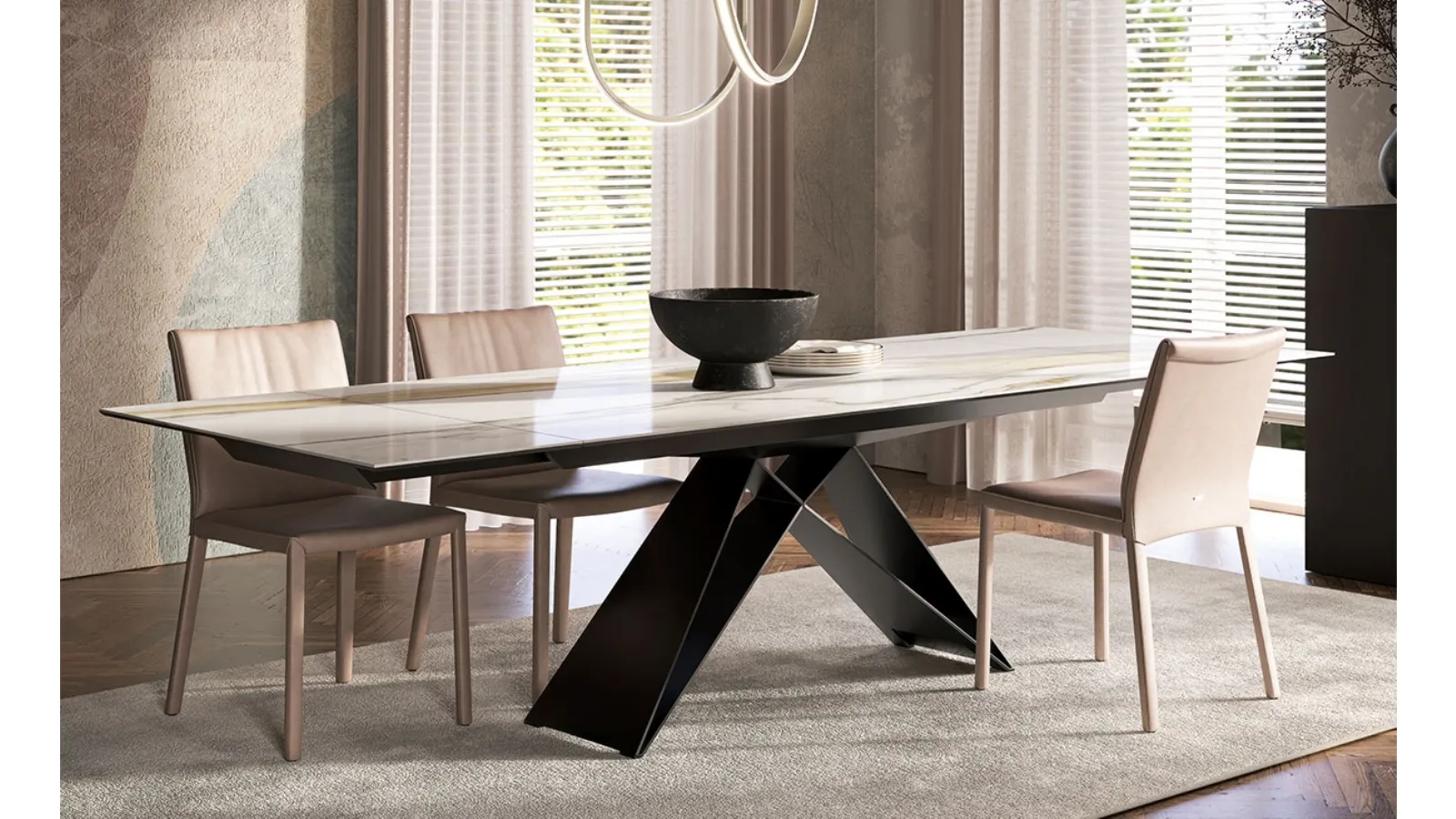 Tavolo allungabile con top in ceramica Premier Keramik Drive di Cattelan Italia