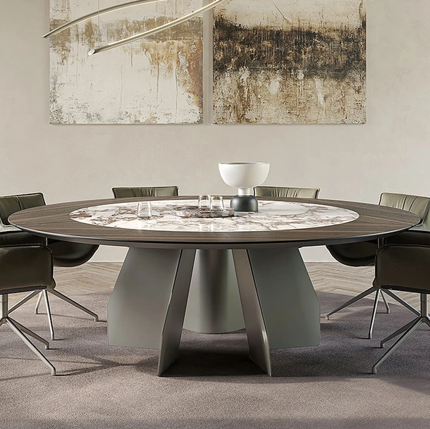 Tavolo con top in legno e ceramica Senator Ker-Wood Round di Cattelan Italia