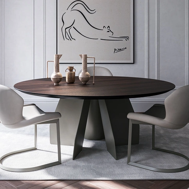 Tavolo con top in legno Senator Round di Cattelan Italia
