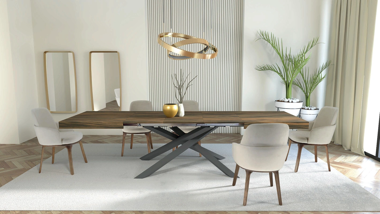 Tavolo Infinity in laminato Noce Canaletto di Abitare Interior